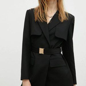 J.Ing Military Black Belted Jacket - M  Blazer Dress